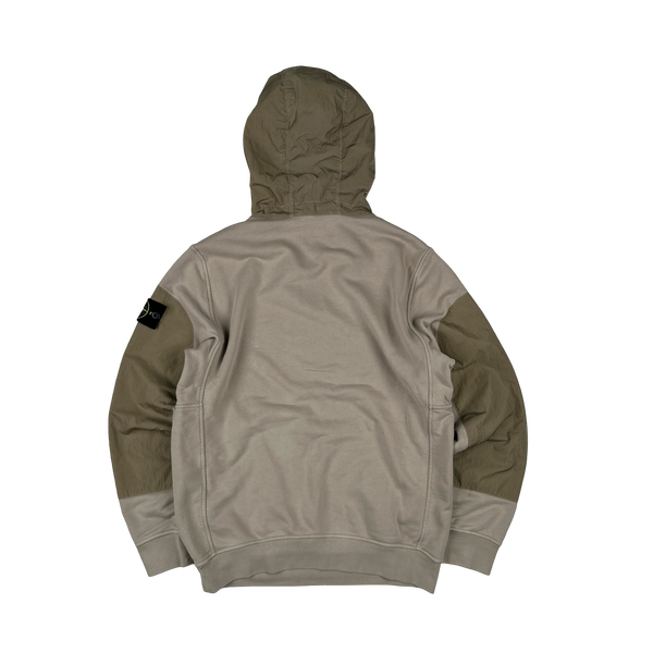 Stone Island 2023 Beige Cotton Nylon Panel Hood Jumper - Small