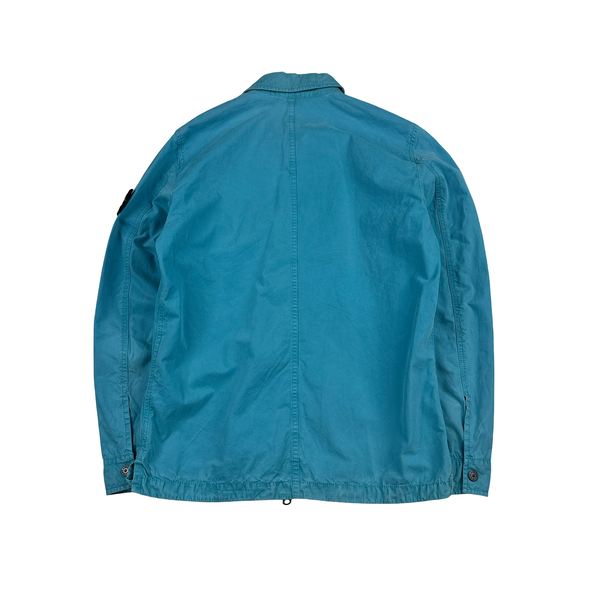 Stone Island 2020 Blue Zipped Cotton Overshirt - Small