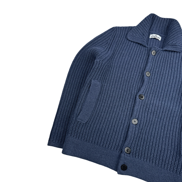 Stone Island Navy Heavyweight Thick Knit Button Up Cardigan - XXL
