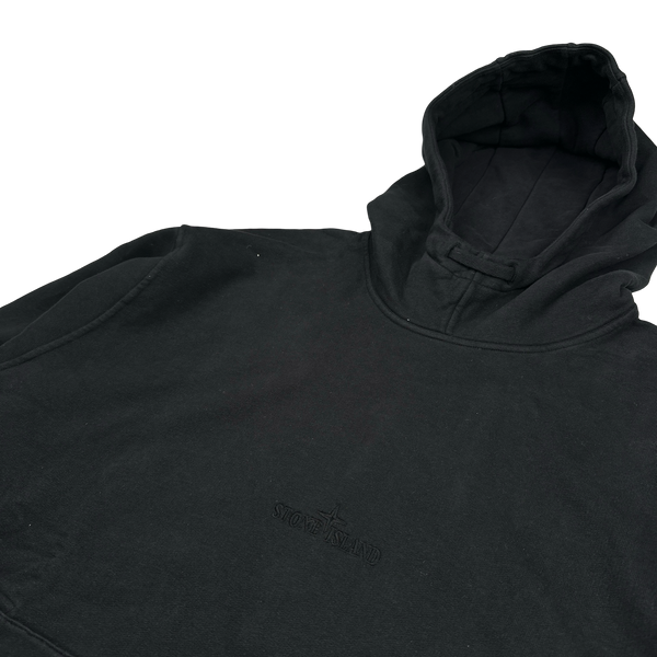 Stone Island 2023 Black Spellout Embroidered Pullover Hoodie - XL