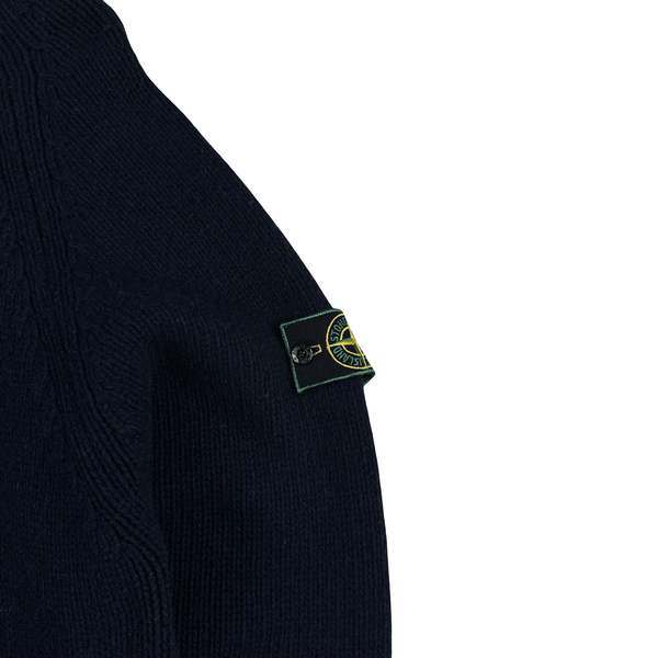 Stone Island Vintage 1994 Navy Wool Mock Neck Jumper - XL
