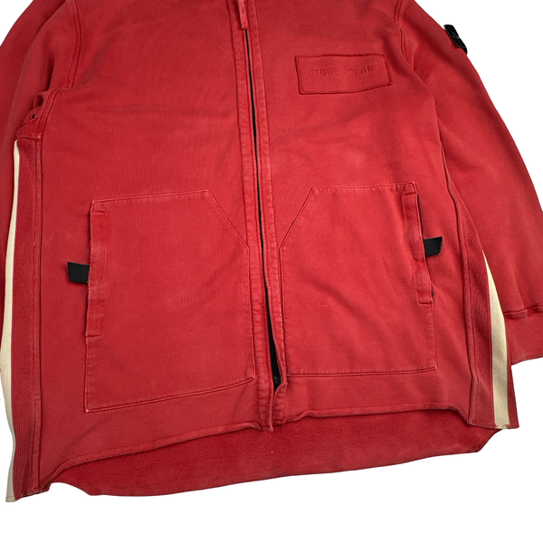 Stone Island 1995 Vintage Red Cotton Hooded Jumper - Large