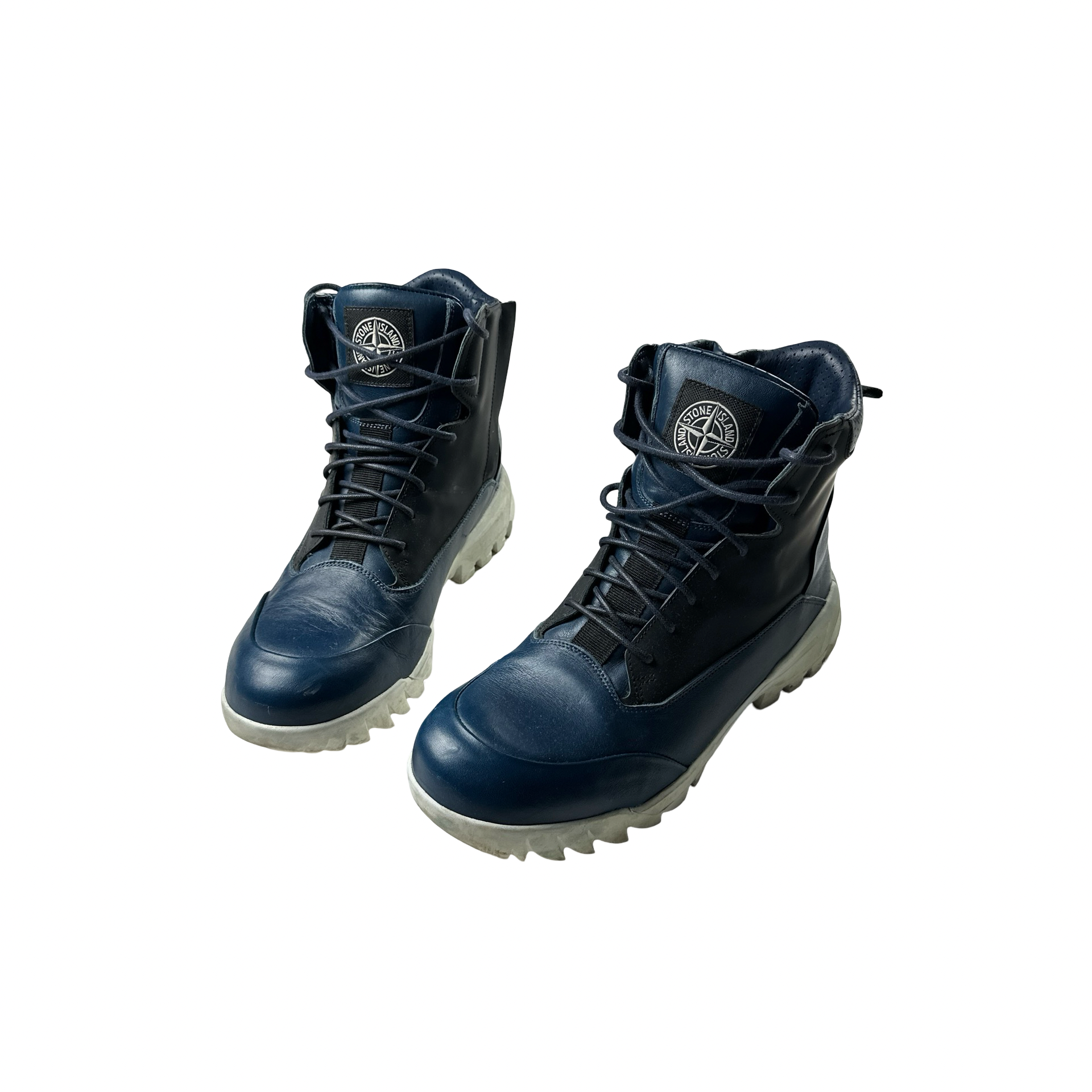 Stone Island X Diemme Blue Leather Combat Boot UK 10