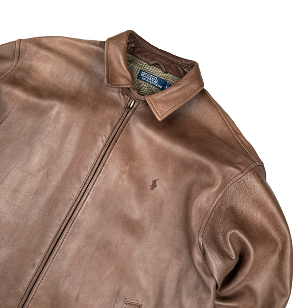Ralph Lauren Brown Heavyweight Leather Jacket - Large