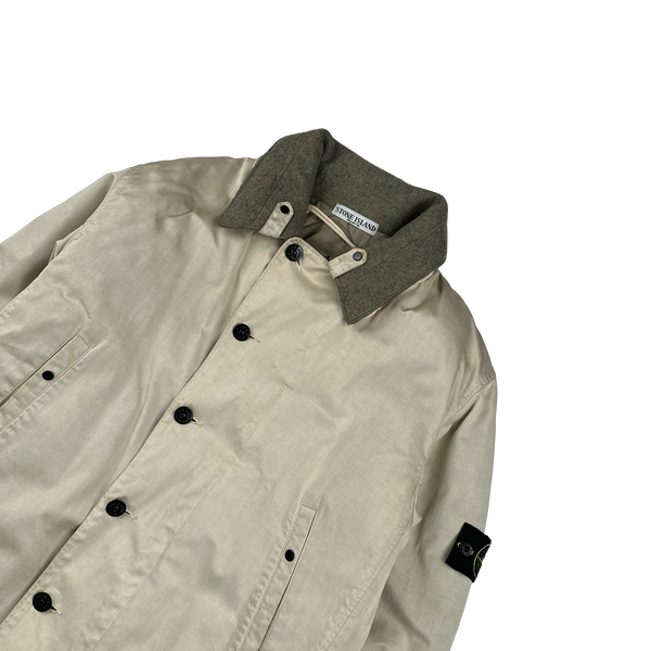 Stone Island 2005 Vintage Cream Duel Layer Raso Jacket - Large