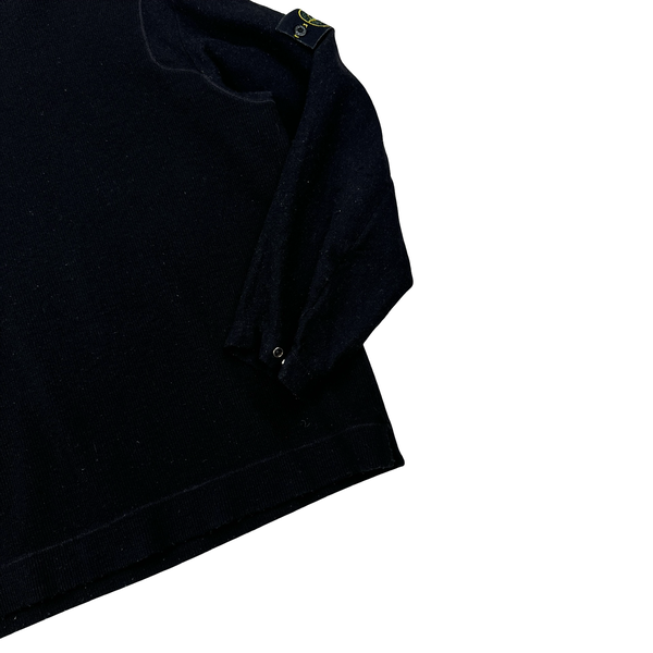 Stone Island 1999 Black Wool Vintage Pullover Mock Neck Jumper - Medium