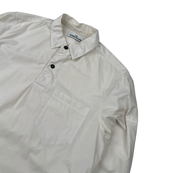 Stone Island 2019 White Quarter Buttoned Shirt - Medium