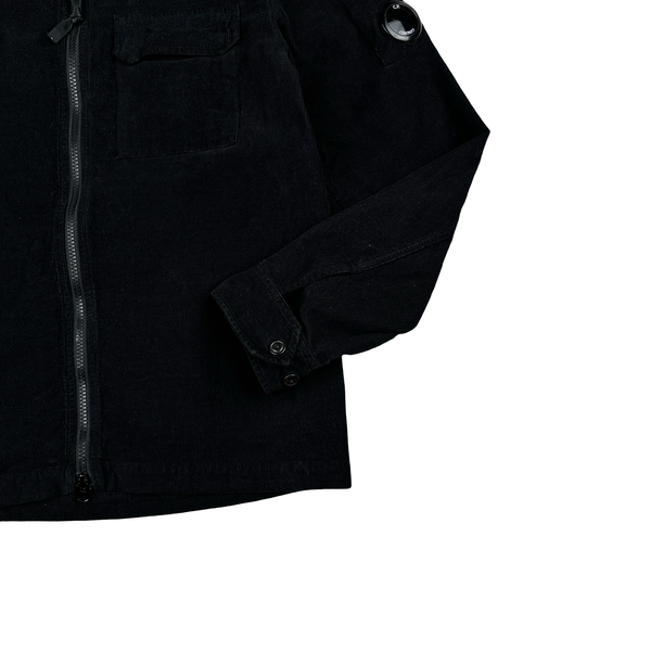 CP Company Black Corduroy Zipped Shirt - Small
