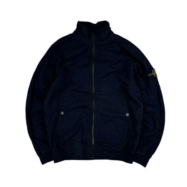 Stone Island 2023 Navy Cotton Zip Up Jumper - Large