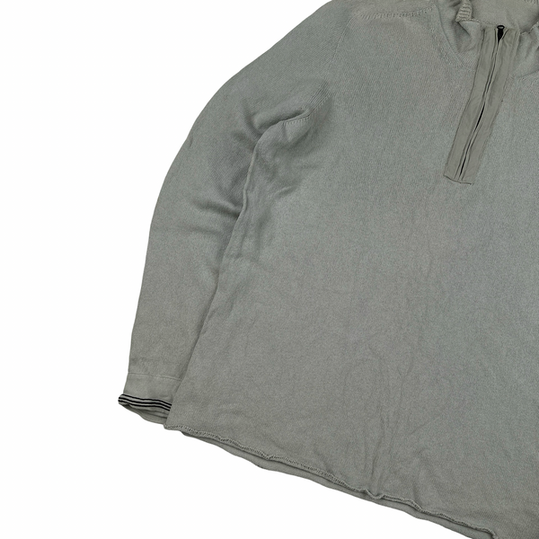 Stone Island Grey Knitted Cotton Pullover Jumper - Large