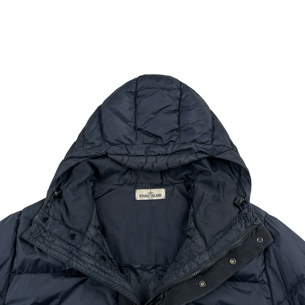 Stone Island 2013 Navy Long Crinkle Down Puffer Jacket - Large