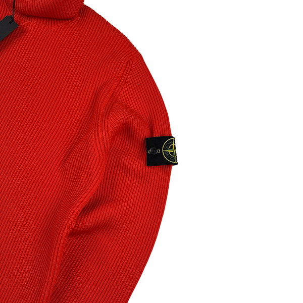 Stone Island 2023 Red Turtle Neck Ribbed Wool Jumper - XL