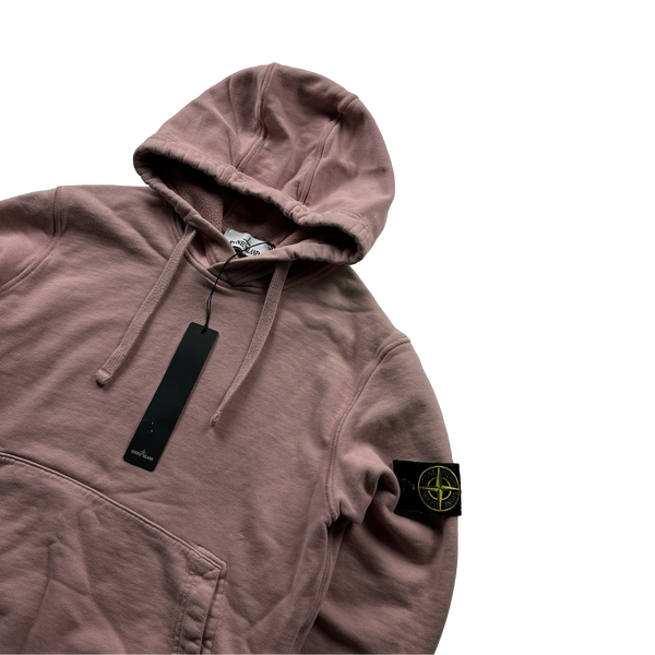 Stone Island 2022 Pink Pullover Cotton Hoodie - Small