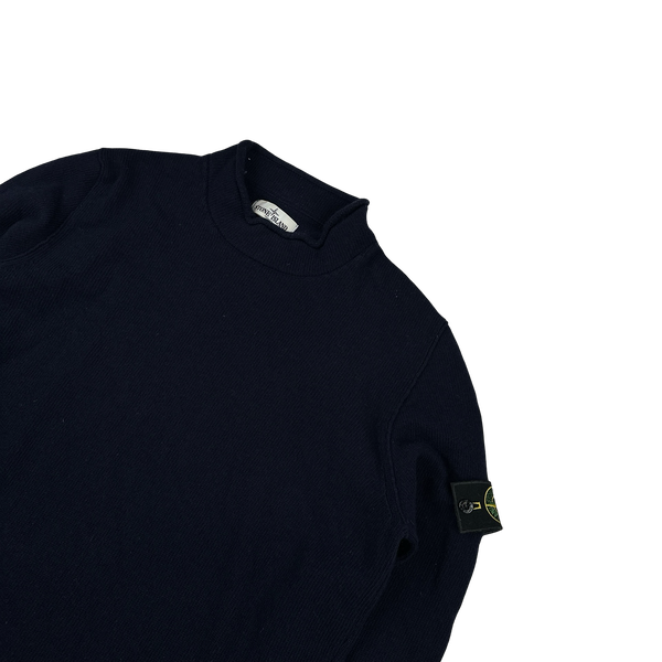 Stone Island 2013 Navy Wool Knit Mock Neck Jumper - Large