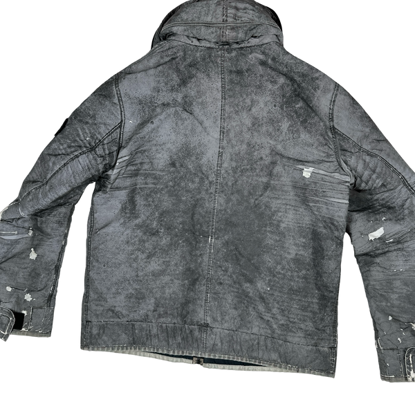 Stone Island Silver Liquid Reflective Fleece Lined Jacket - XL