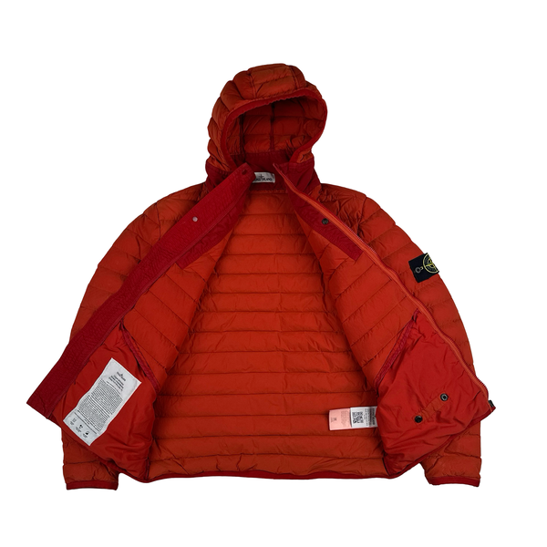 Stone Island 2019 Red Loom Woven Down Chambers Stretch Nylon TC Jacket - Medium