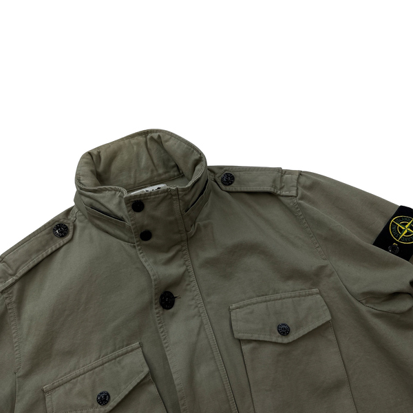Stone Island Beige Structured Cotton Multipocket Field Jacket - Large