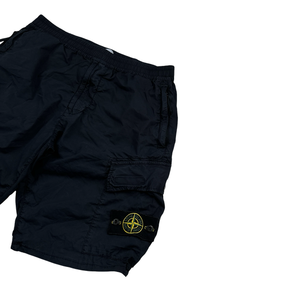 Stone Island 2021 Navy Regular Tapered Cargo Shorts - 32"