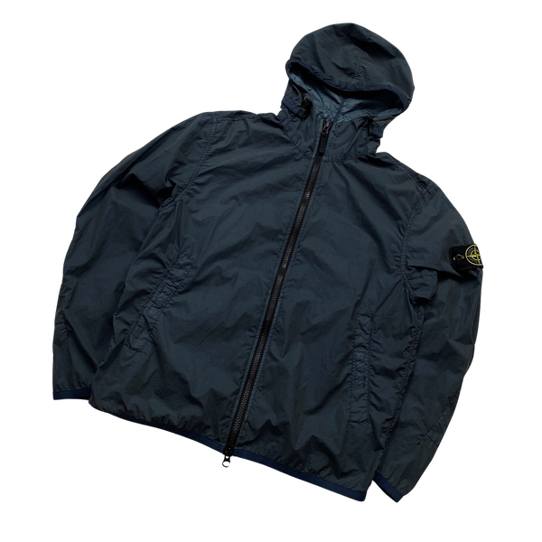 Stone Island Navy Lamy Velour Hooded Jacket - Medium
