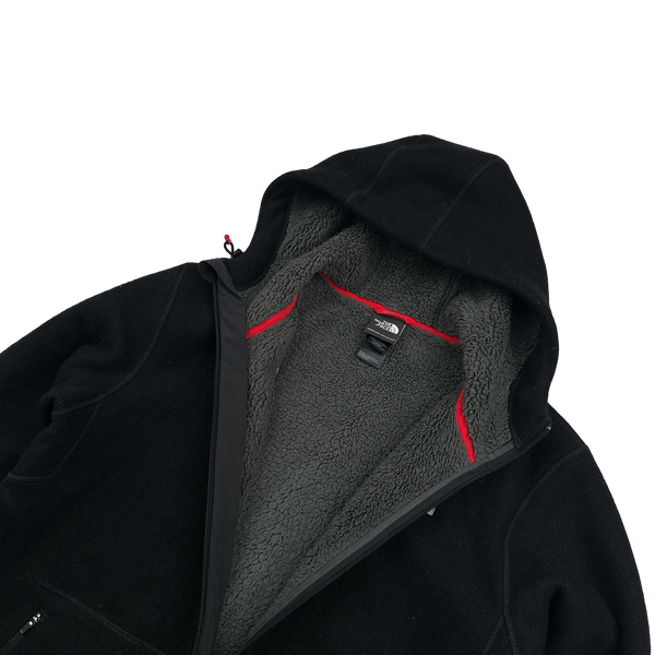 North Face Black Teddy Fleece Lined Zipped Wool Jacket - Medium