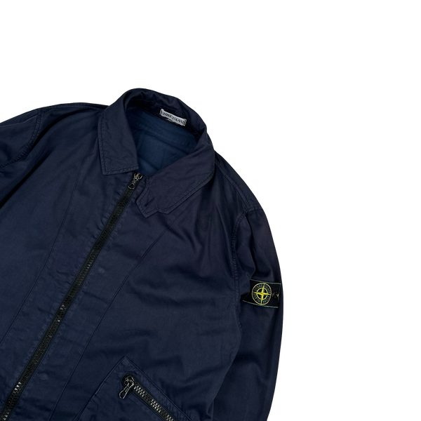 Stone Island 1990s Vintage Navy Raso Gommato Jacket - Medium