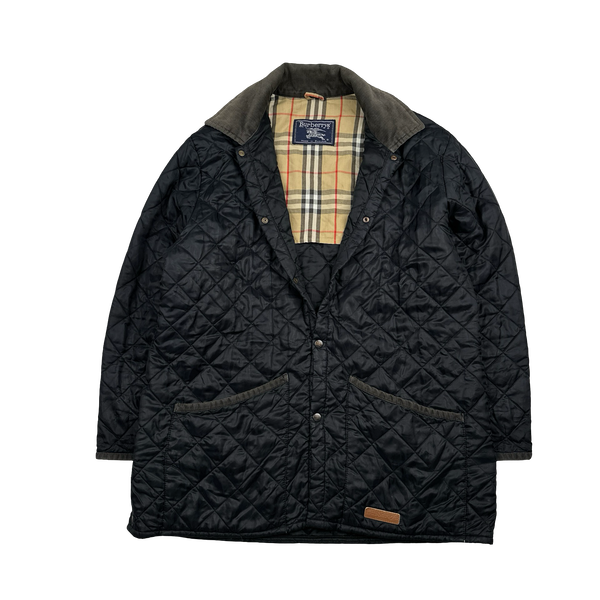 Burberry Nova Check Lined Black Quilted Padded Jacket - Large