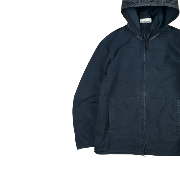 Stone Island 2021 Navy Cotton Cordura Hooded Jacket - XL