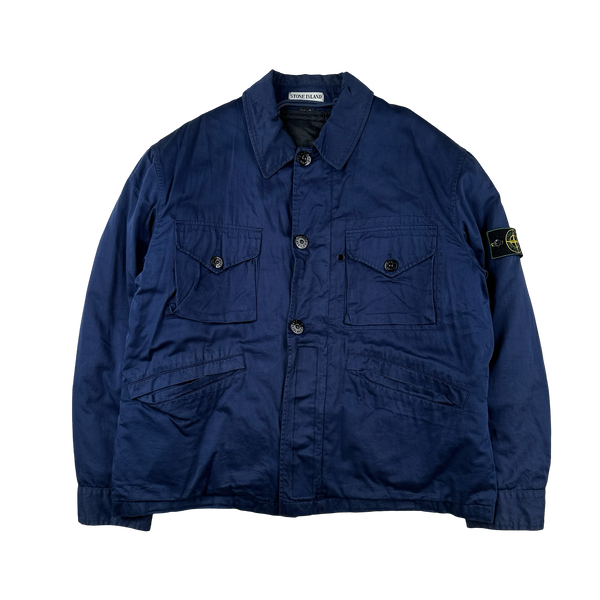 Stone Island 1996 Blue Raso Gommato Dutch Rope Vintage Jacket - Large