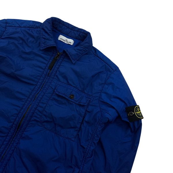 Stone Island 2015 Blue Cotton Lined Crinkle Reps Overshirt - Medium