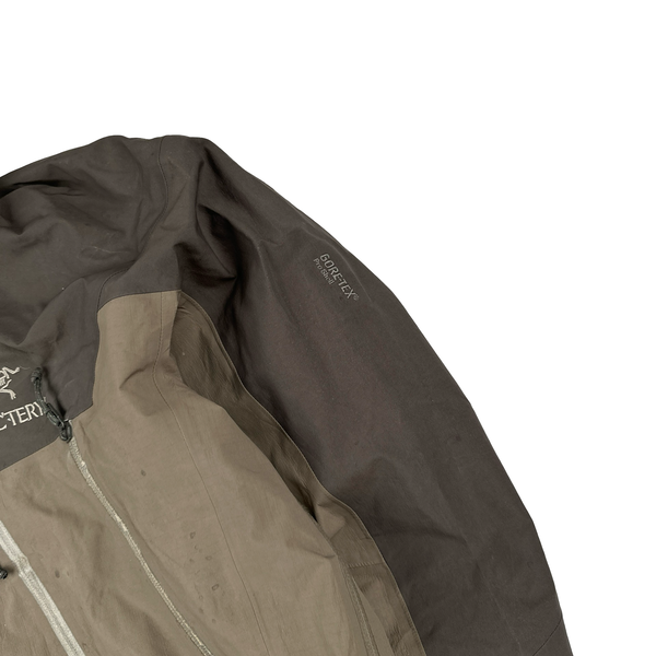 Arcteryx Brown Two Tone Gore-tex Pro Zipped Hooded Jacket - Large