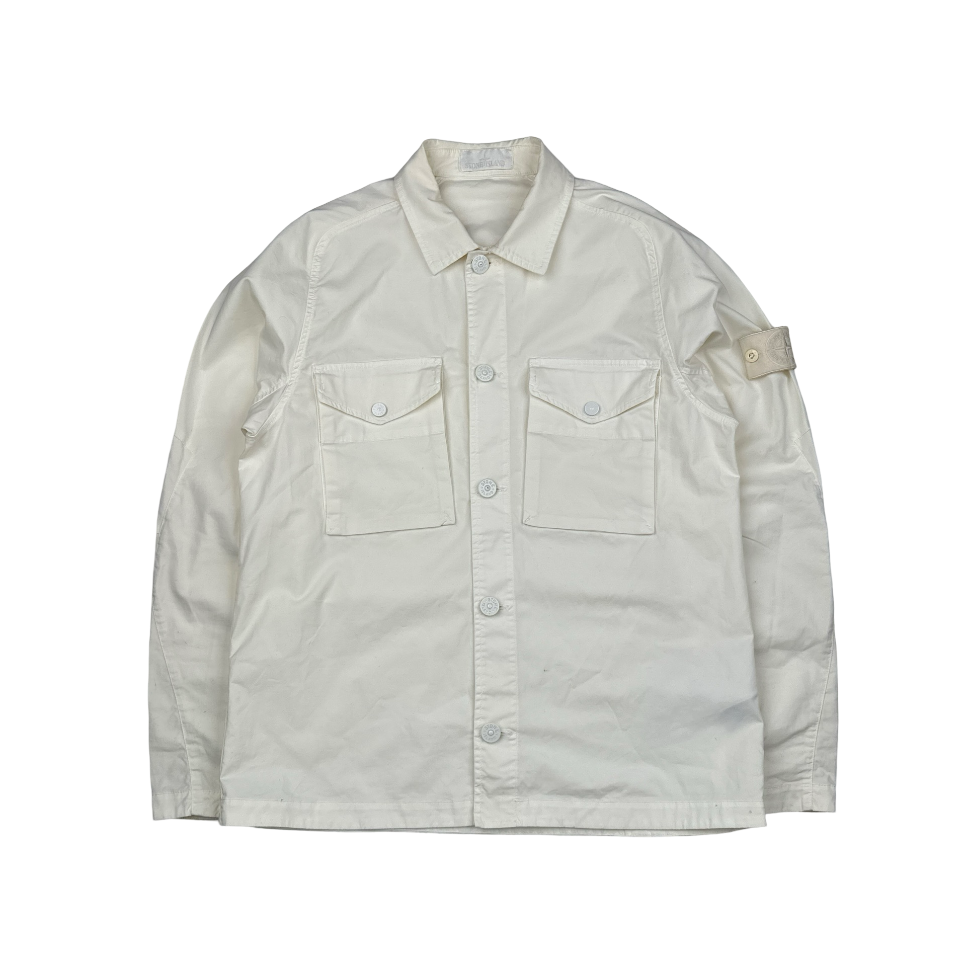 Stone Island 2020 White Thick Cotton Ghost Piece Overshirt 