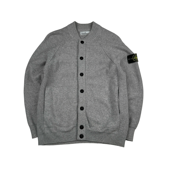 Stone Island 2016 Grey Buttoned Wool Cardigan - Medium