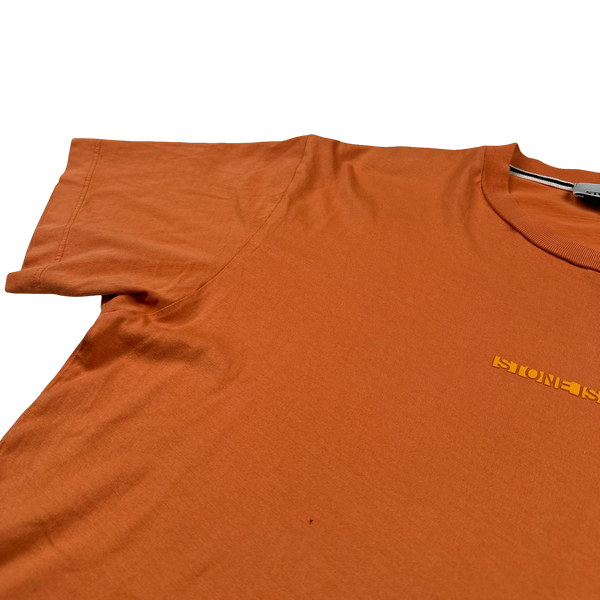 Stone Island 2023 Orange Spellout Printed Graphic T Shirt - Medium