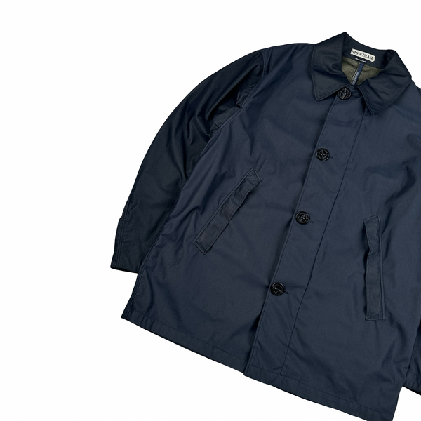 Stone Island 1995 Navy Nylam Vintage Long Jacket - Large