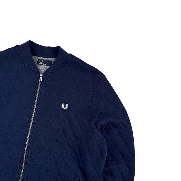 Fred Perry Navy Zipped Collared Jumper - Large