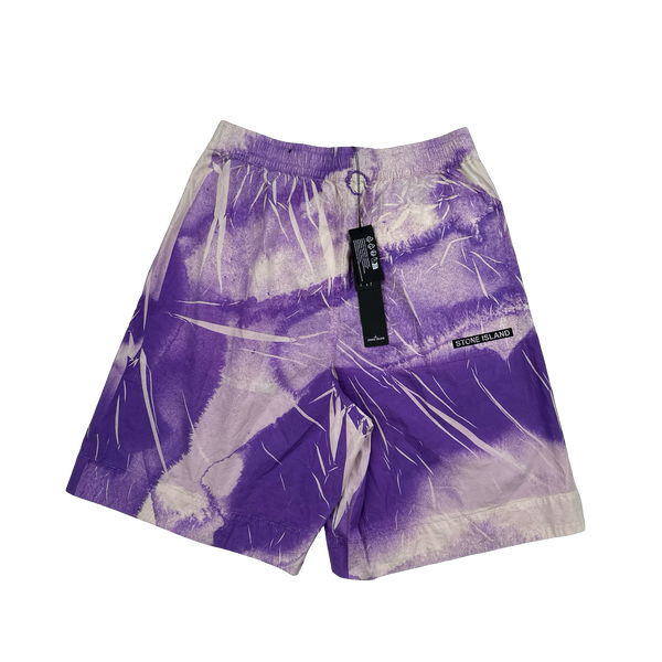 Stone Island 2024 Purple Tracery Spellout Shorts - 30" & 31”