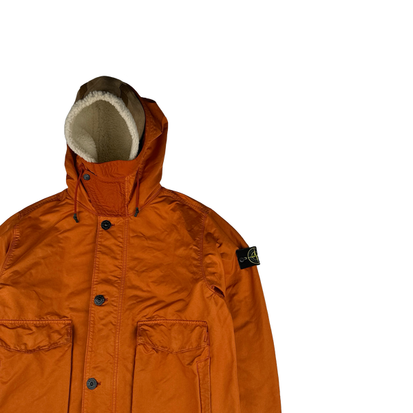 Stone Island 2019 Orange David TC Blanket Lined Fishtail Parka Jacket - Medium