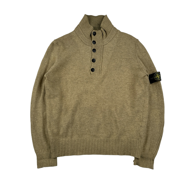 Stone Island 2008 Tan Wool High Neck Pullover Jumper - XL