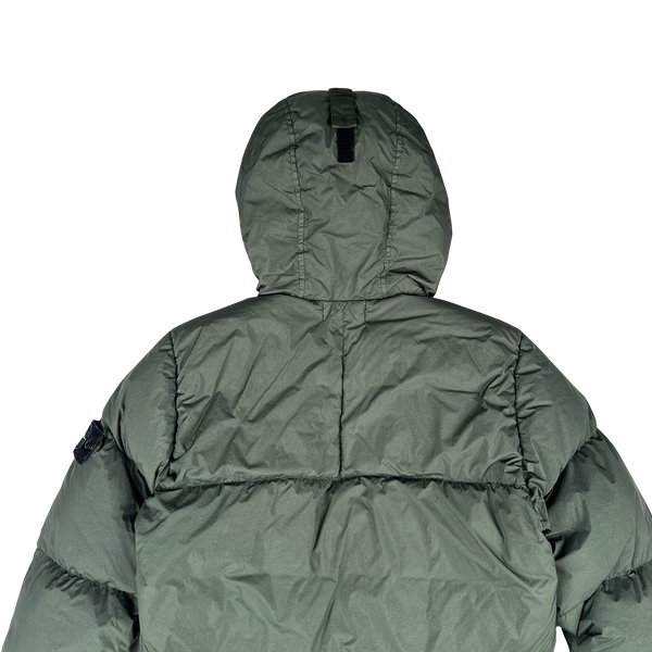 Stone Island 2020 Moss Green Crinkle Reps Puffer Jacket - Small