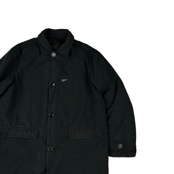 Prada Black Nylon Spellout Tab Padded Reversible Jacket - Large