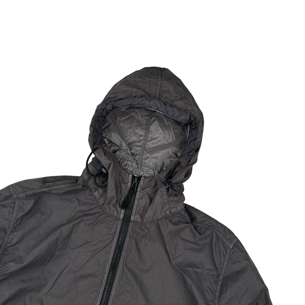 Stone Island Grey Lamy Velour Hooded Jacket - Large