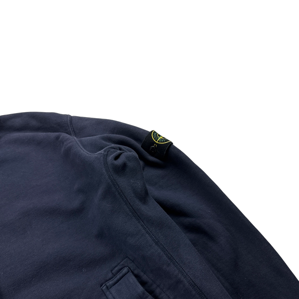 Stone Island Navy High Neck Buttoned Collared Jumper - XXL
