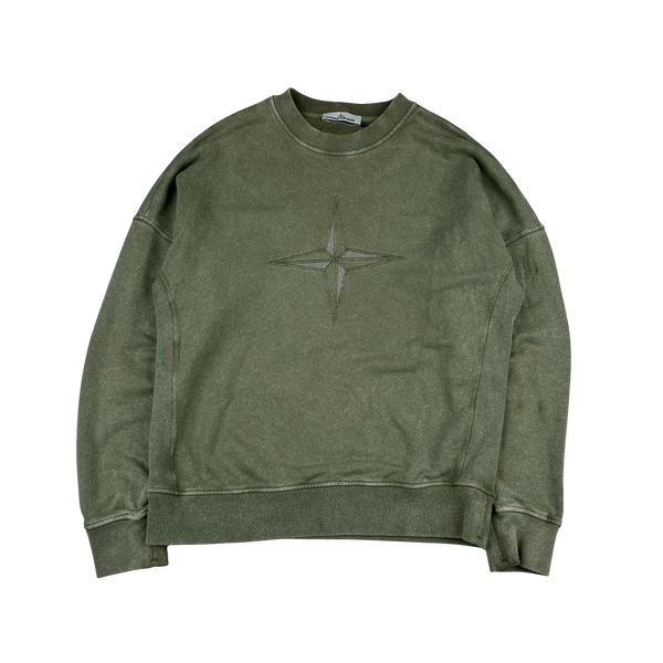 Stone Island 2020 Green Dust Coloured Embroidered Spellout Shorts Set - Medium