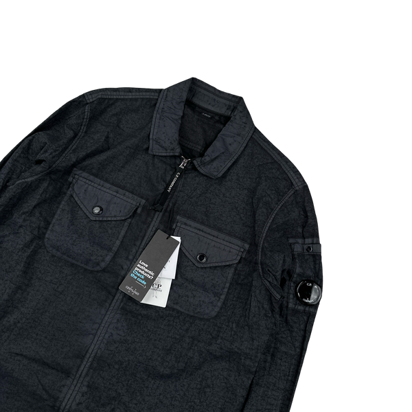 CP Company Popeline Placcato Navy Zipped Overshirt - Small & Large