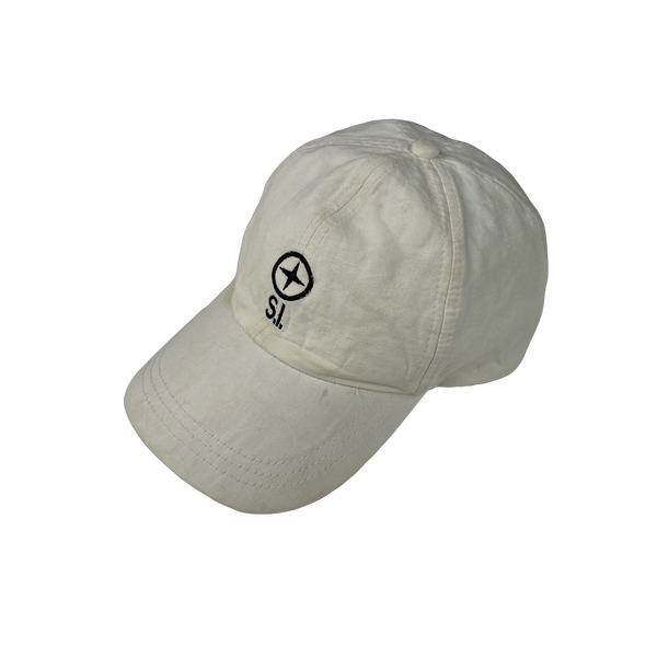 Stone Island Denims White Canvas Cotton Embroidered Cap