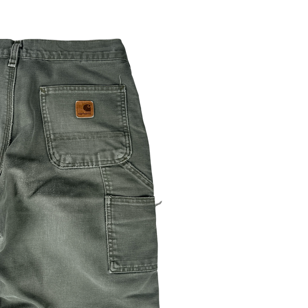 Carhartt Sage Green Distressed Carpenter Cargo Trousers - 30"