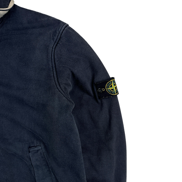 Stone Island 2005 Navy Felt Cotton Zipped Jacket - Large