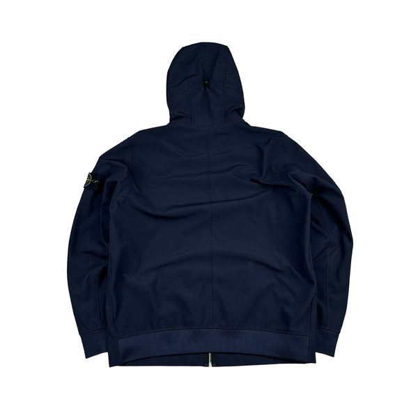 Stone Island Navy Soft Shell E Dye Hooded Jacket - XL