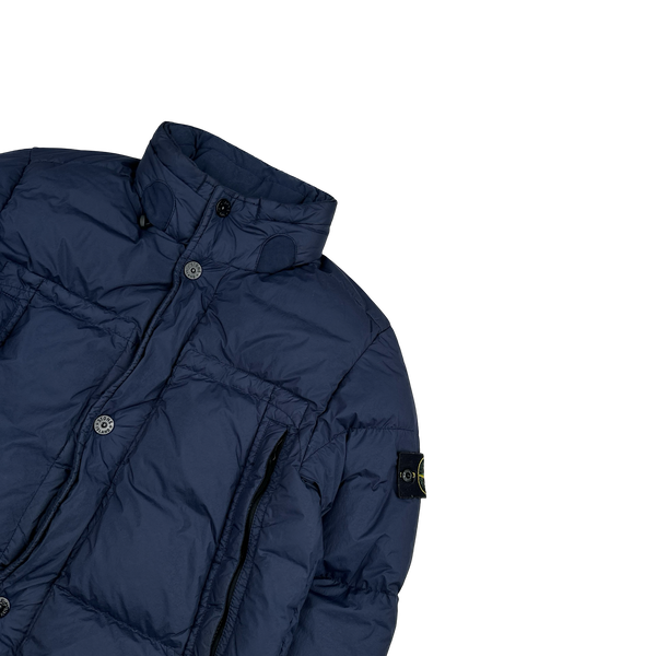 Stone Island 2020 Navy Crinkle Puffer Jacket - Small