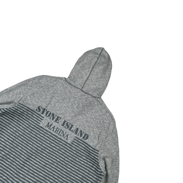 Stone Island 2017 Blue Marl Marina Cotton Lightweight Knit Zipped Hoodie - Small